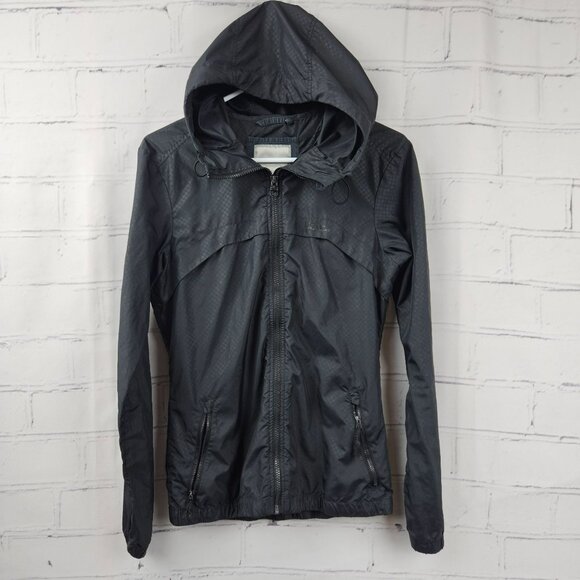 Bench Lightweight Jacket Coat Full Zip Mens S Black Hooded Pockets Packable - Picture 1 of 14